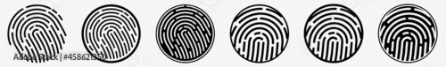 Fingerprint Icon Finger Print Set | Fingerprints Icon Digital Vector Illustration Logo | Crime Fingerprint ID Thumbprint Icon Identification Fingerprint Isolated Collection