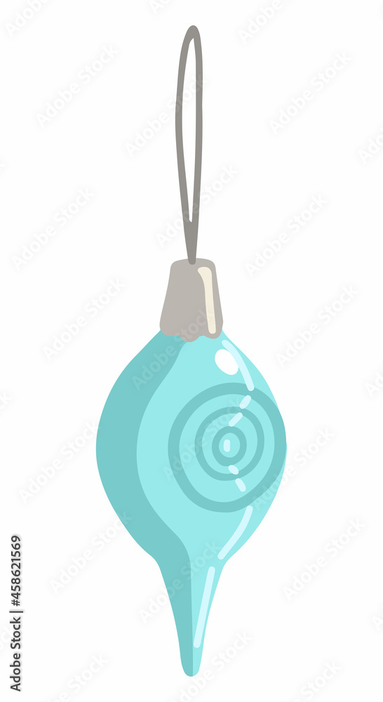 Cartoon doodle of Christmas tree decoration on ribbon. Hand drawn vector illustration. Single drawing isolated on white background. Element for winter holidays design, print, sticker, card, decor. Cartoon doodle of Christmas tree decoration on ribbon. Hand drawn vector illustration. Single drawing isolated on white background. Element for winter holidays design, print, sticker, card, decor.