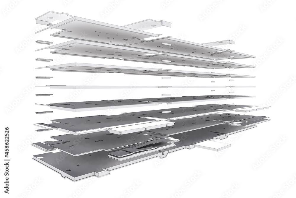 Conceptual visualization the BIM model supporting frame of the building
Conceptual visualization the BIM model supporting frame of the building