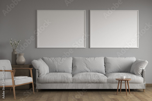 mockup, frame, white, decor, interior, blank picture, wall, interior, mock up, living room design, scandinavian style, interior, artwork. Home staging and minimalism concept