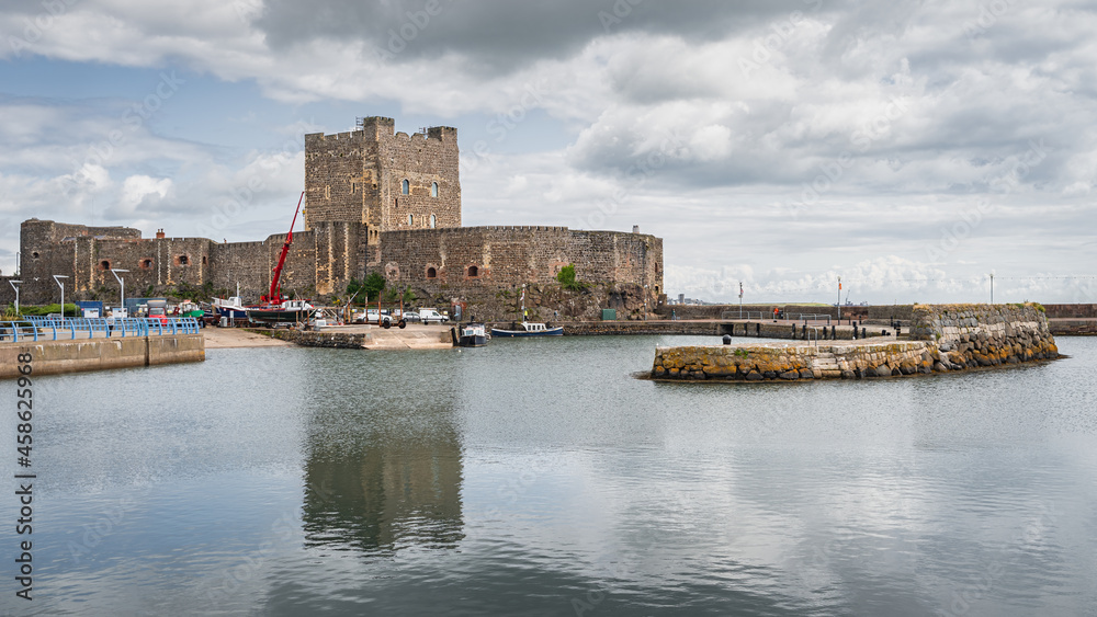 12th century, medieval Carrickfergus Castle, a Norman castle, situated in the town of Carrickfergus in County Antrim, Northern Ireland