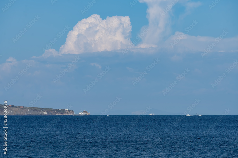 Seascape with a view of the coastline of Vladivostok