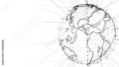 Global information technology of internet of things IOT big data network - 3D Illustration Render