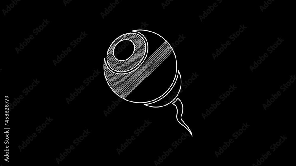 White line Eye icon isolated on black background. Happy Halloween party. 4K Video motion graphic animation White line Eye icon isolated on black background. Happy Halloween party. 4K Video motion graphic animation