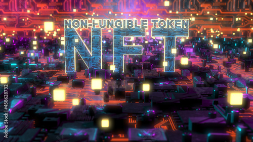 NFT Non-Fungible Tokens or NFTs are unique digital assets that cannot be replicated underpinned by blockchain technology - 3D Illustration Rendering