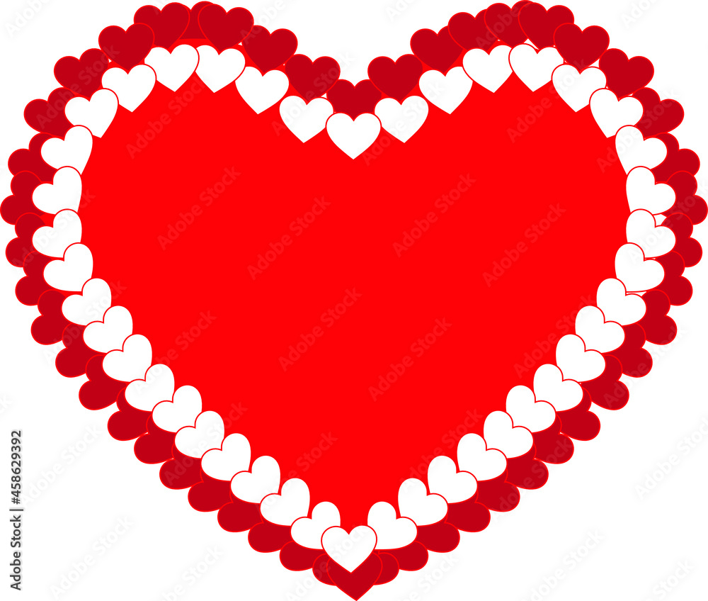 Illustration of a small heart icon connected to a large heart. on a white background