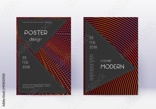 Black cover design template set. Orange abstract l