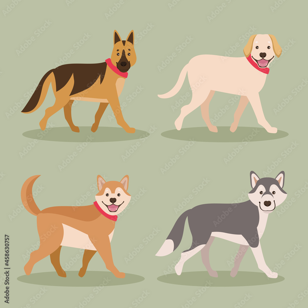 four dogs mascots