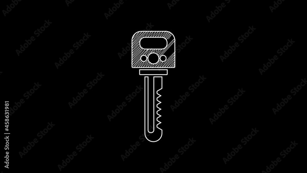 White line Key icon isolated on black background. 4K Video motion graphic animation White line Key icon isolated on black background. 4K Video motion graphic animation