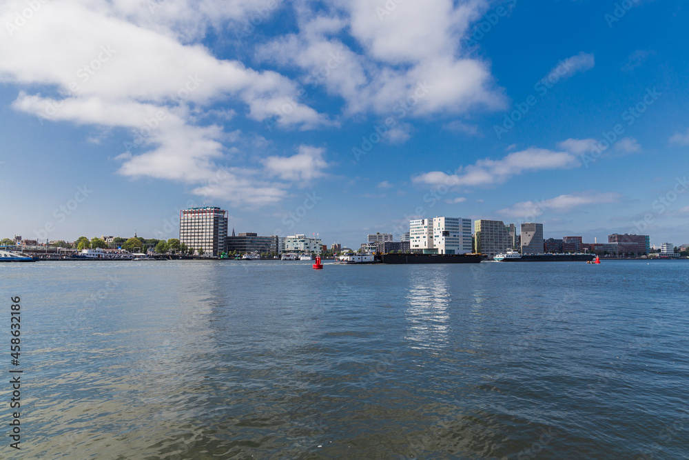 Harbour and skyline in Amsterdam, Netherlands