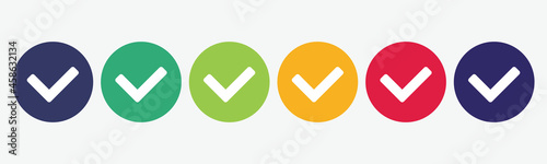 Collection of 6 buttons with checkmark icon.