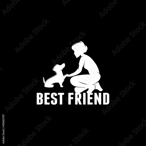 Dog trainer logo icon design vector illustration template