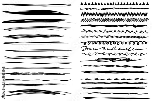 Wallpaper Mural Scribble line set underline stripe doodle hand drawn, brush stroke, pen paint, highlight mark, divider, black ink scratch, grunge brush border for graphic design
 Torontodigital.ca