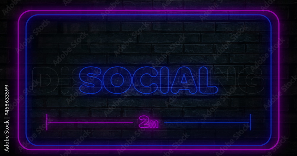 Social distancing text against wall Social distancing text against wall
