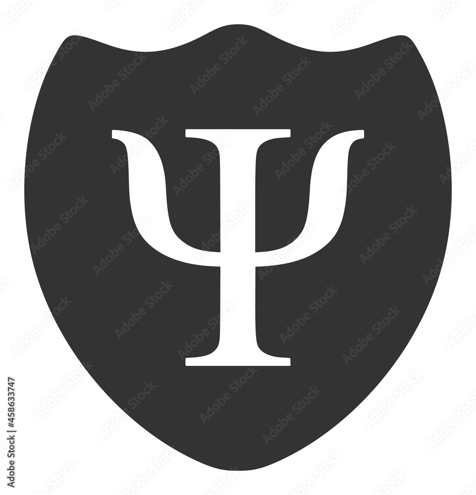 Obraz premium Psychology shield vector illustration. Flat illustration iconic design of Psychology shield, isolated on a white background.