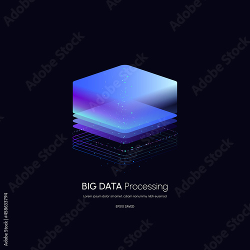 Data visualization concept. Data analytics platform 3d isometric vector illustration. Computer storage or agricultural workstation.