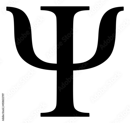 Psi Greek letter vector illustration. Flat illustration iconic design of Psi Greek letter, isolated on a white background. photo