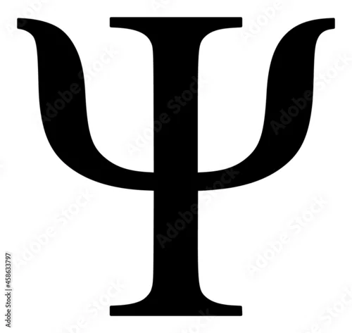 Obraz Psi Greek letter vector illustration. Flat illustration iconic design of Psi Greek letter, isolated on a white background.