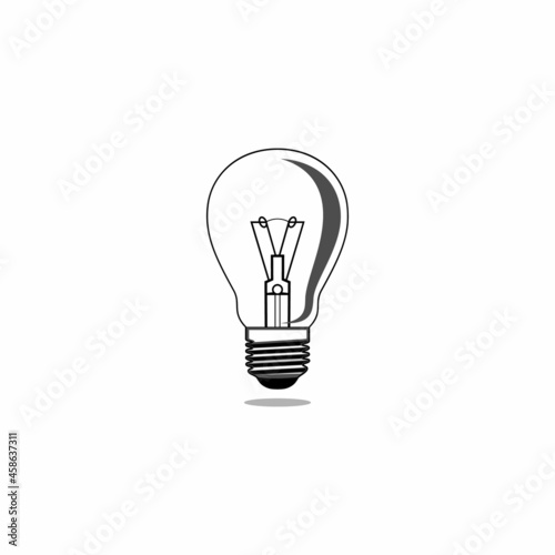 Light bulb logo, with a white outline and background, an old light bulb that glows yellow
