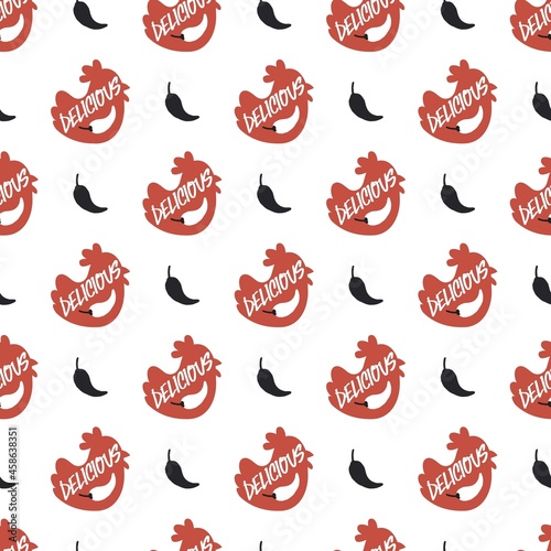 Enjoy Tasty Spicy Hot Chicken Vector Graphic Art Seamless Pattern