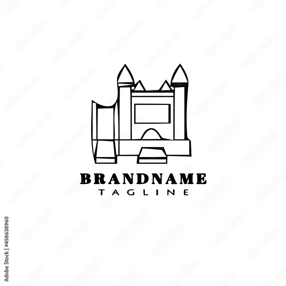 bounce house logo cartoon icon design template black vector illustration