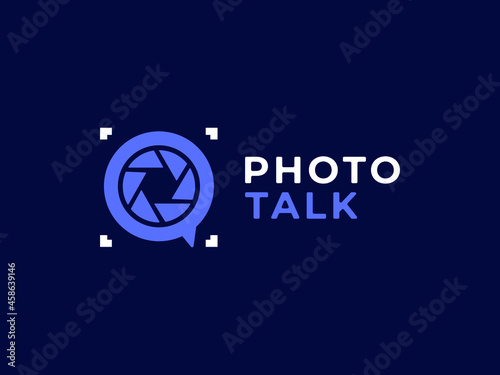 photography talk logo design concept