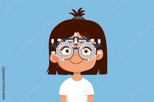 Little Girl Having an Eye Check Consultation Vector Illustration