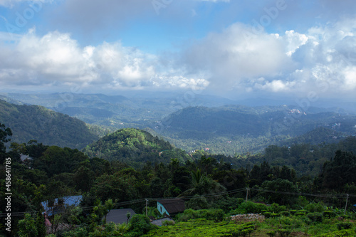 Munnar City and Mountanin View. Tea plantation Area. Best Tea plants In Munnar, Kerala, India. photo