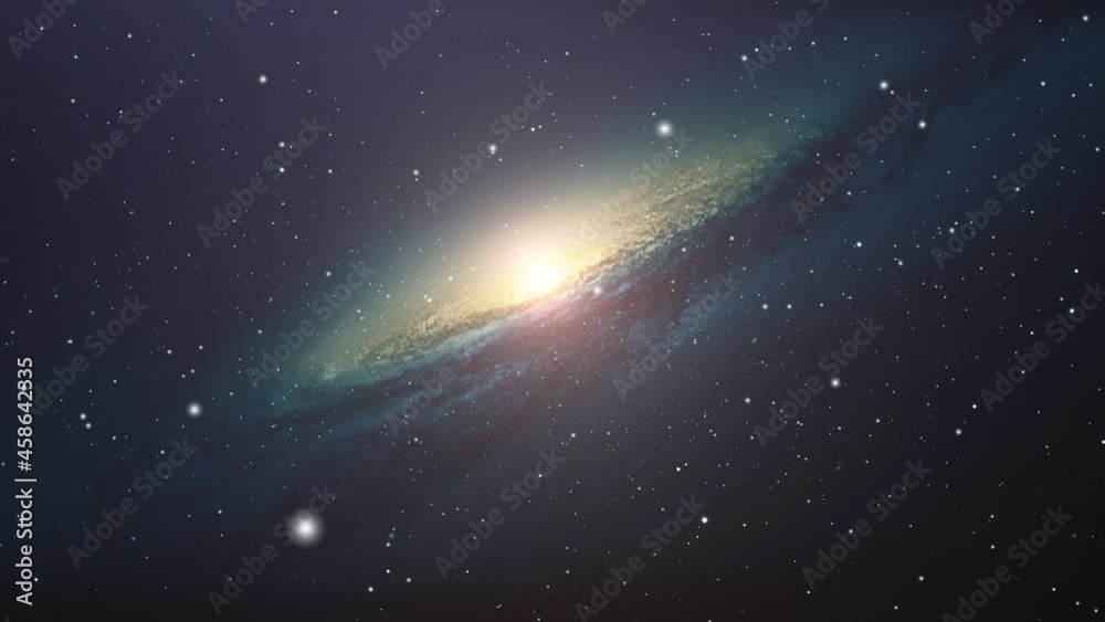 galaxy with bright light and stars moving in space galaxy with bright light and stars moving in space