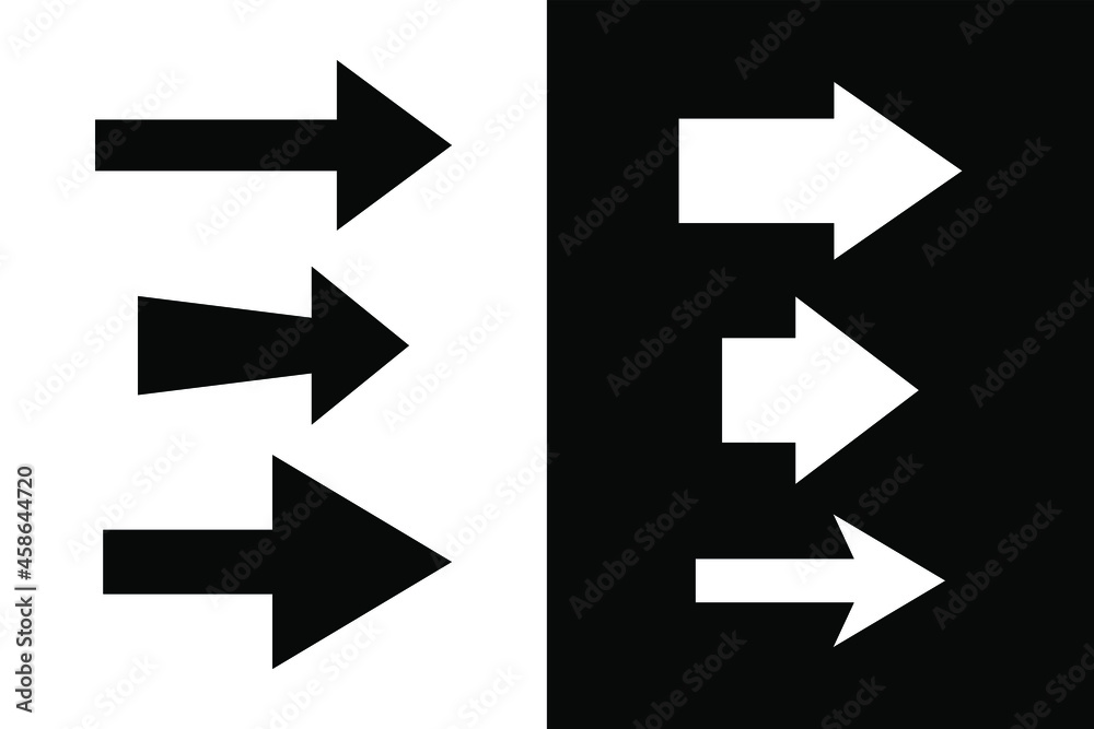 Set of vector arrows with black and white background ready to use. Set of vector arrows with black and white background ready to use.