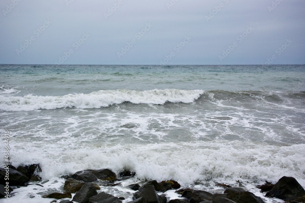 View of the stormy sea in the city of Alushta Crimea View of the stormy sea in the city of Alushta Crimea