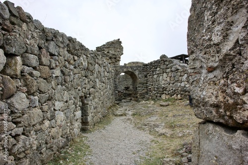 The medieval Funa Fortress, located on a rocky hill at the foot of the South Demerdzhi Mountain. photo