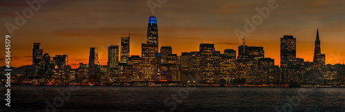 San Francisco city by the bay skyline seen from Treasure Island at night  