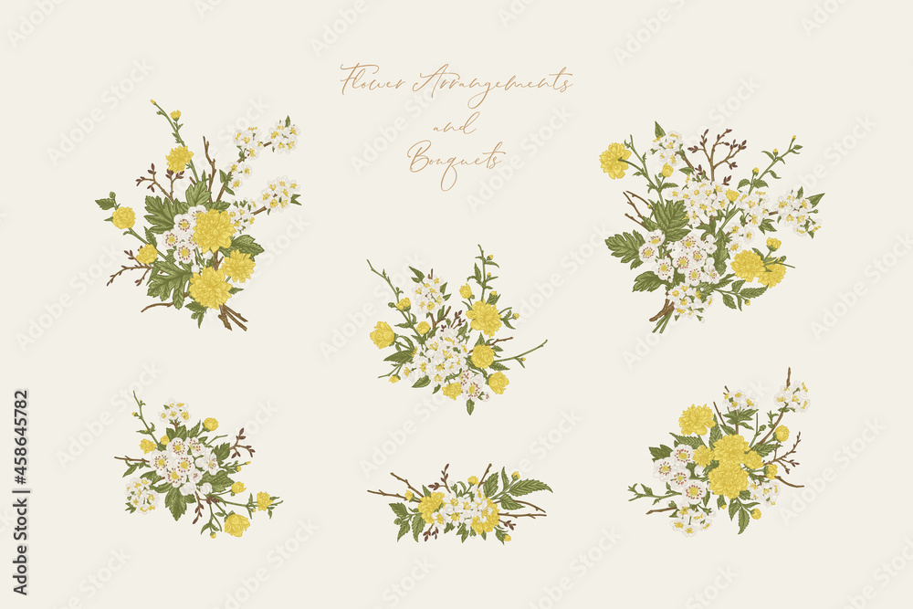 Obraz premium Set with flower bouquets.