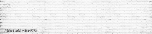 Panorama of white brick wall textured backgrounds for design.