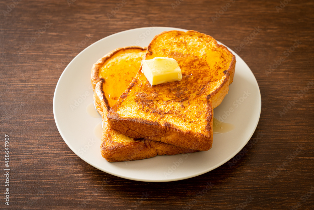 French toasted with butter and honey French toasted with butter and honey