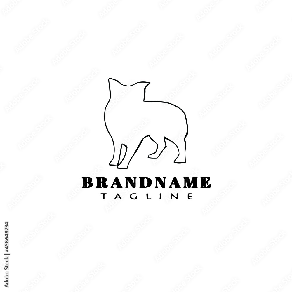 border collie dog logo cartoon icon design template black isolated vector flat