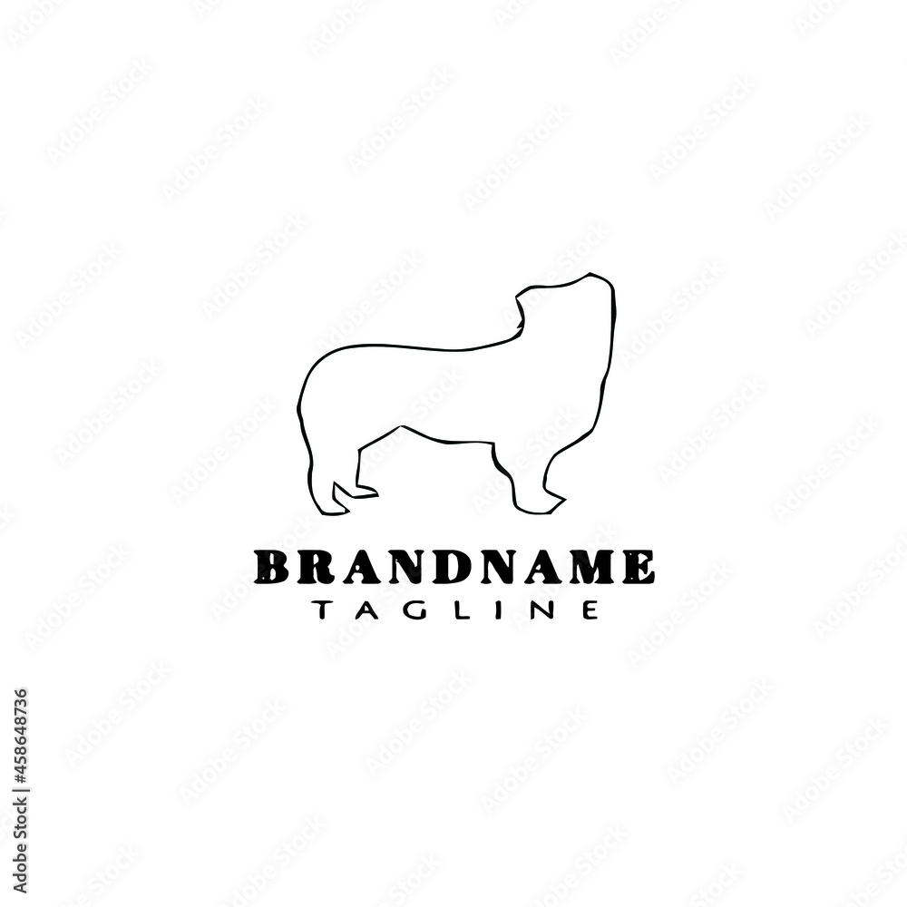 flat border collie dog logo cartoon icon design template black isolated vector illustration