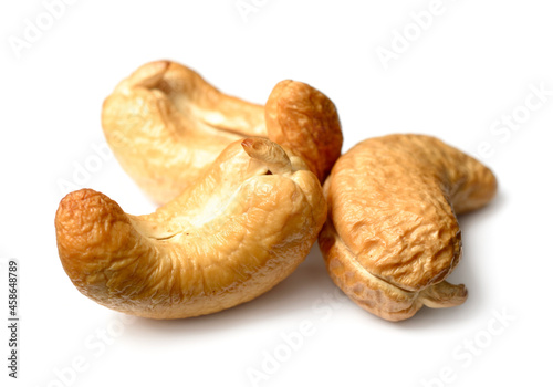 roasted cashew nuts isolated on the white background