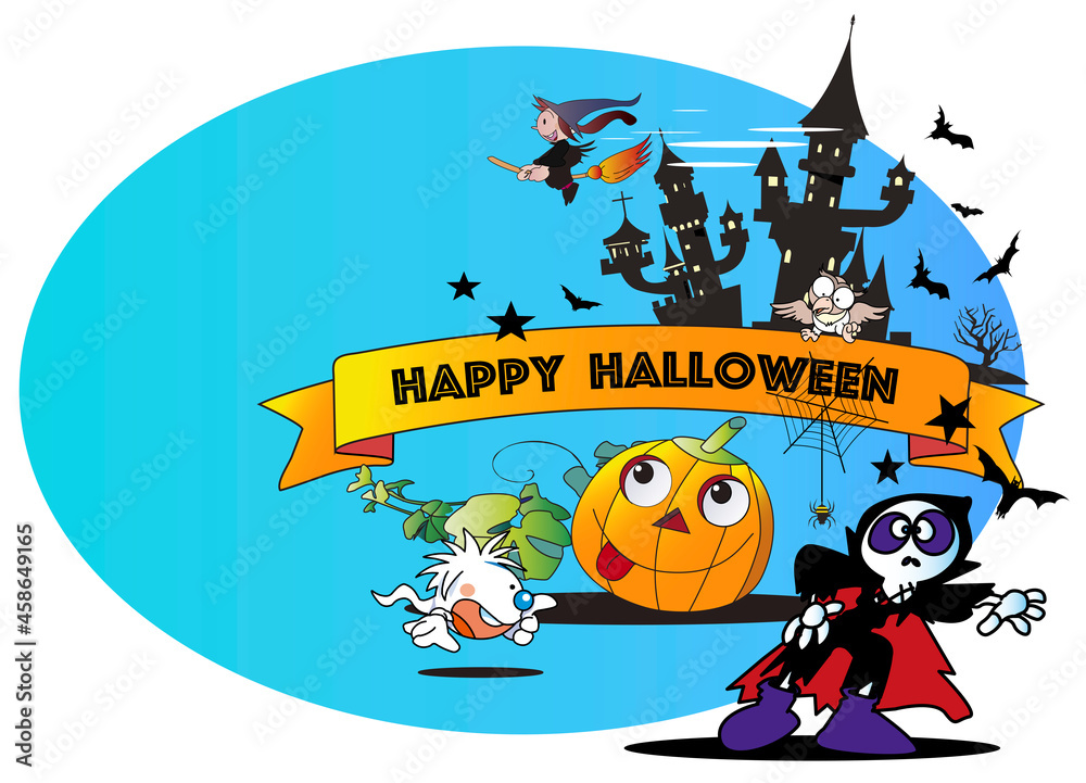 ハロウィンのかぼちゃや骸骨などの仮装パーティー