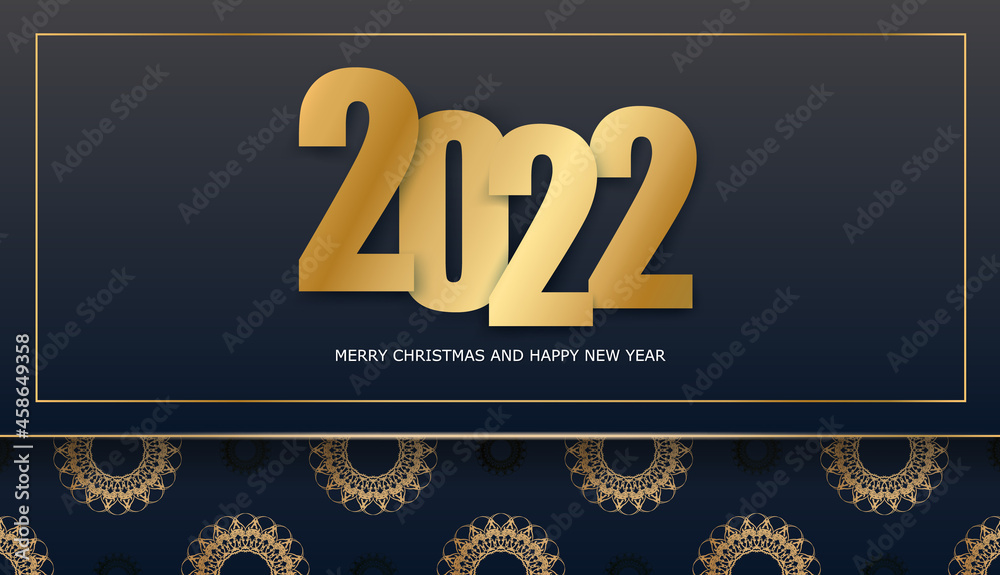 2022 brochure happy new year black with luxury gold pattern
