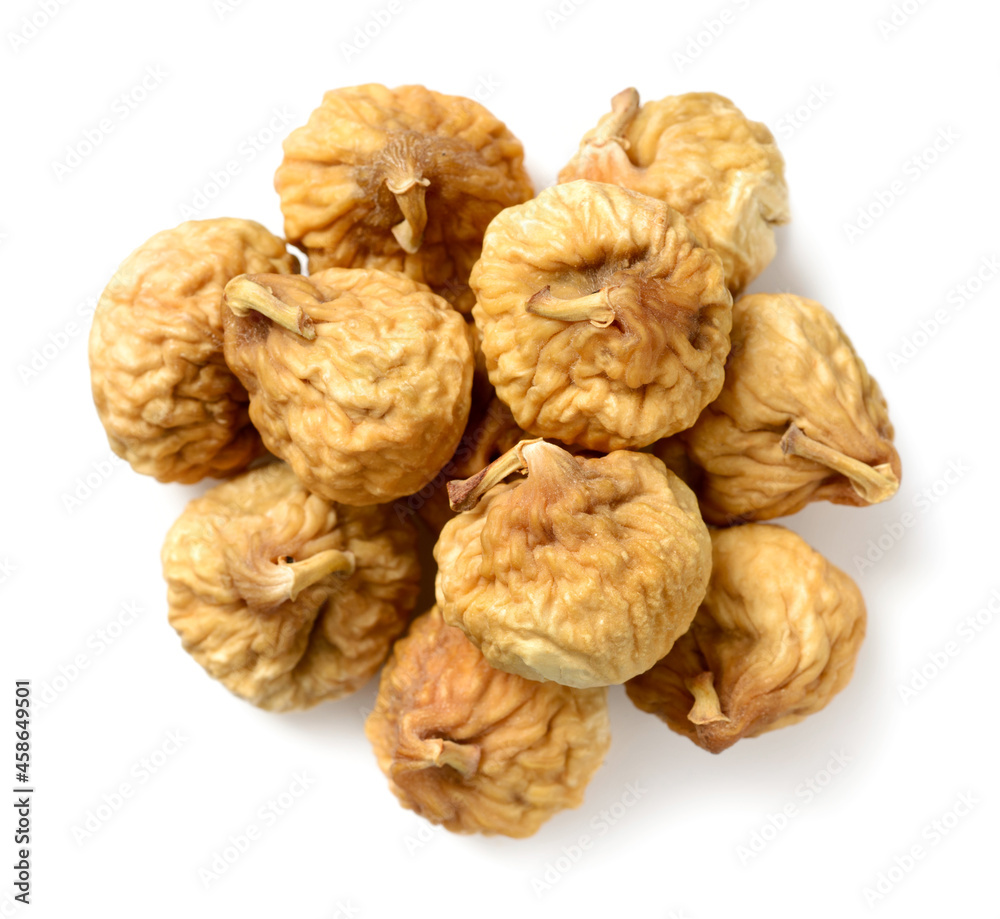 dried figs isolated on the white background, top view dried figs isolated on the white background, top view