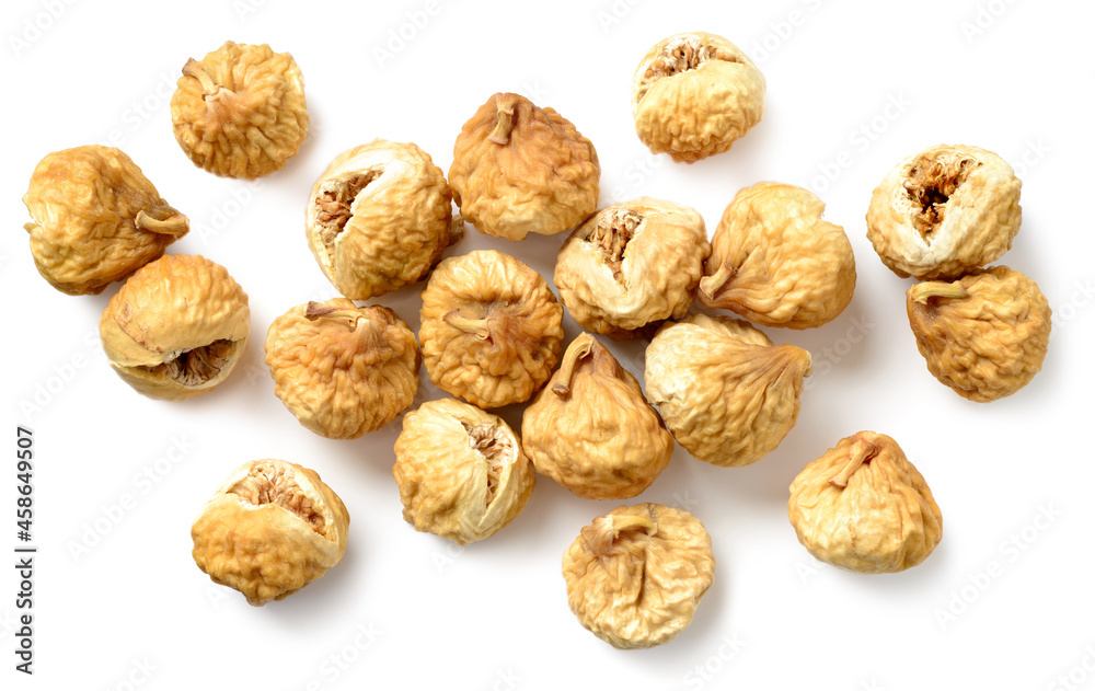 dried figs isolated on the white background, top view dried figs isolated on the white background, top view