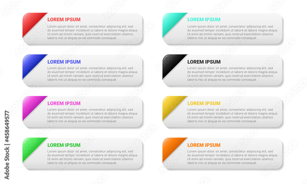 Rectangle text frame with colorful ribbon for infographic element. Simple modern rectangular textbox for web banner.