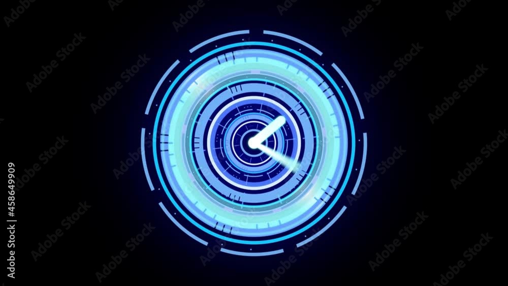 Animation of scope scanning with clock over black background Animation of scope scanning with clock over black background