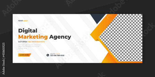 Digital marketing agency facebook cover photo design with creative shape or Creative corporate business marketing social media Facebook cover banner post 