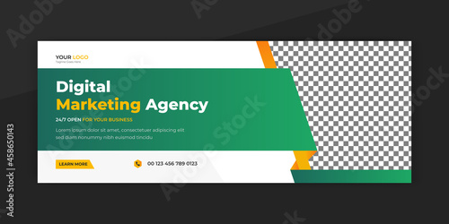 Digital marketing agency facebook cover photo design with creative shape or web banner for digital marketing business 
