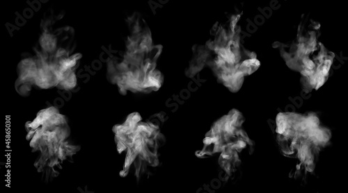 smoke steam isolated black background 