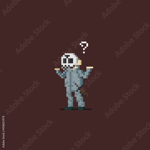 Pixel art murder character doing what compose.