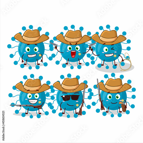 Cool cowboy bovine virus cartoon character with a cute hat